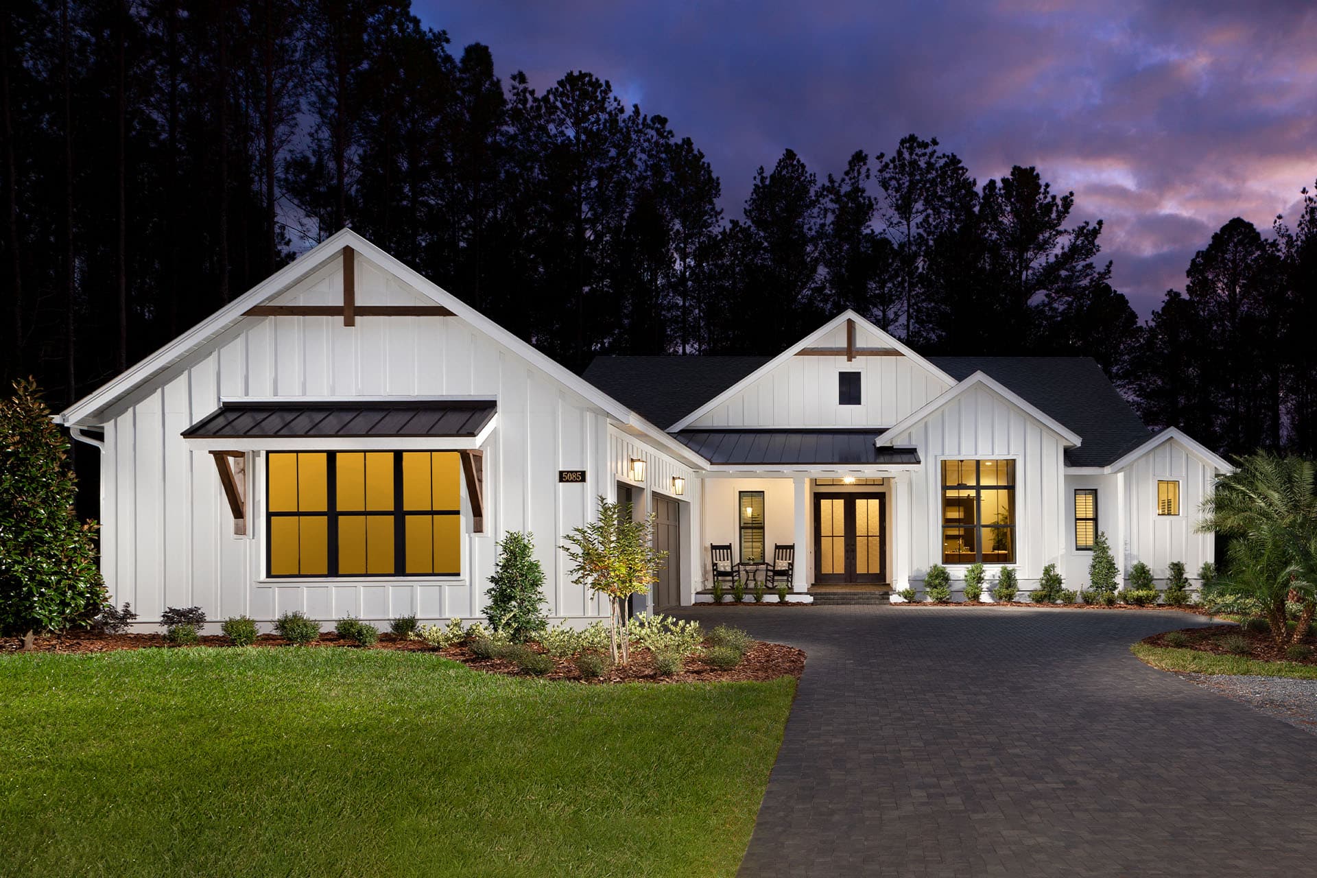 Shearwater home twilight exterior