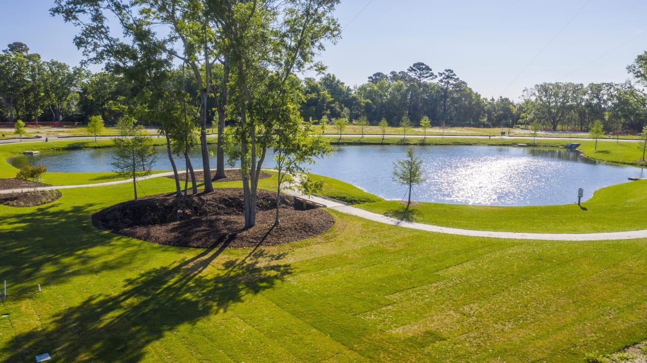 Aerial of heirloom landing community walkway