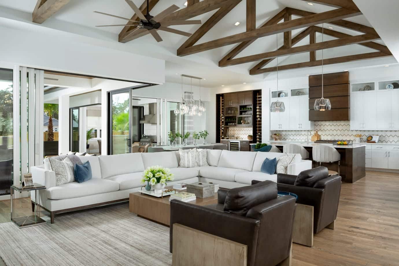great room view of couches and kitchen