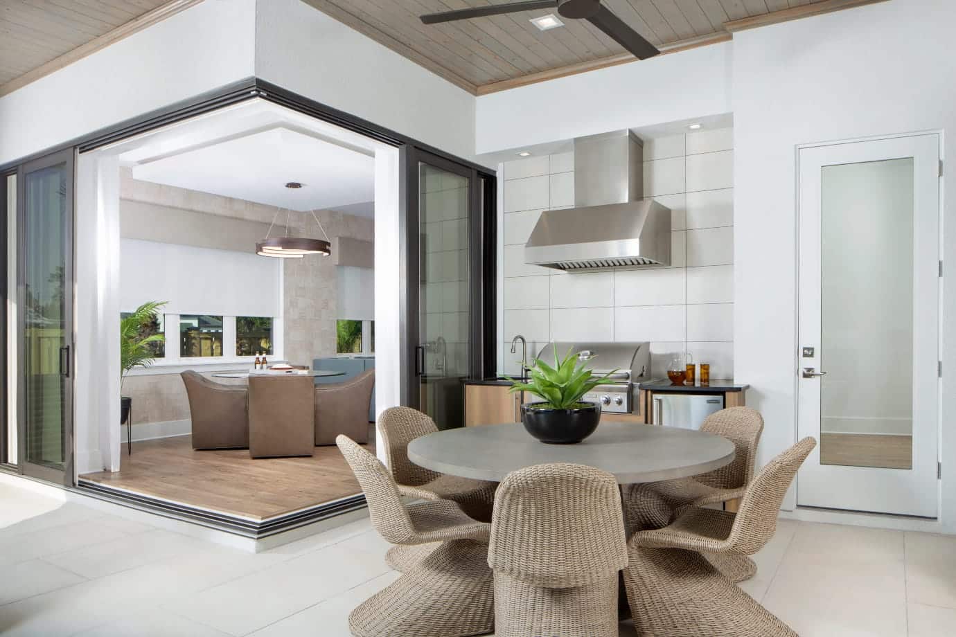 outdoor kitchen with indoor view