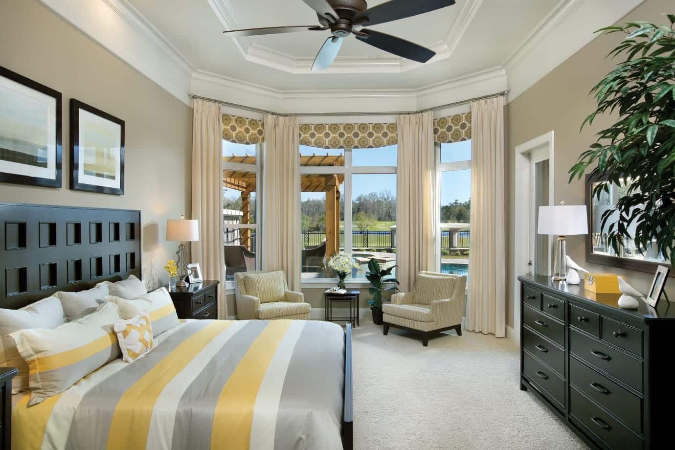 Novara Decorated Model Home Owners Suite Bedroom by Myrtle Beach, SC Custom Home Builder