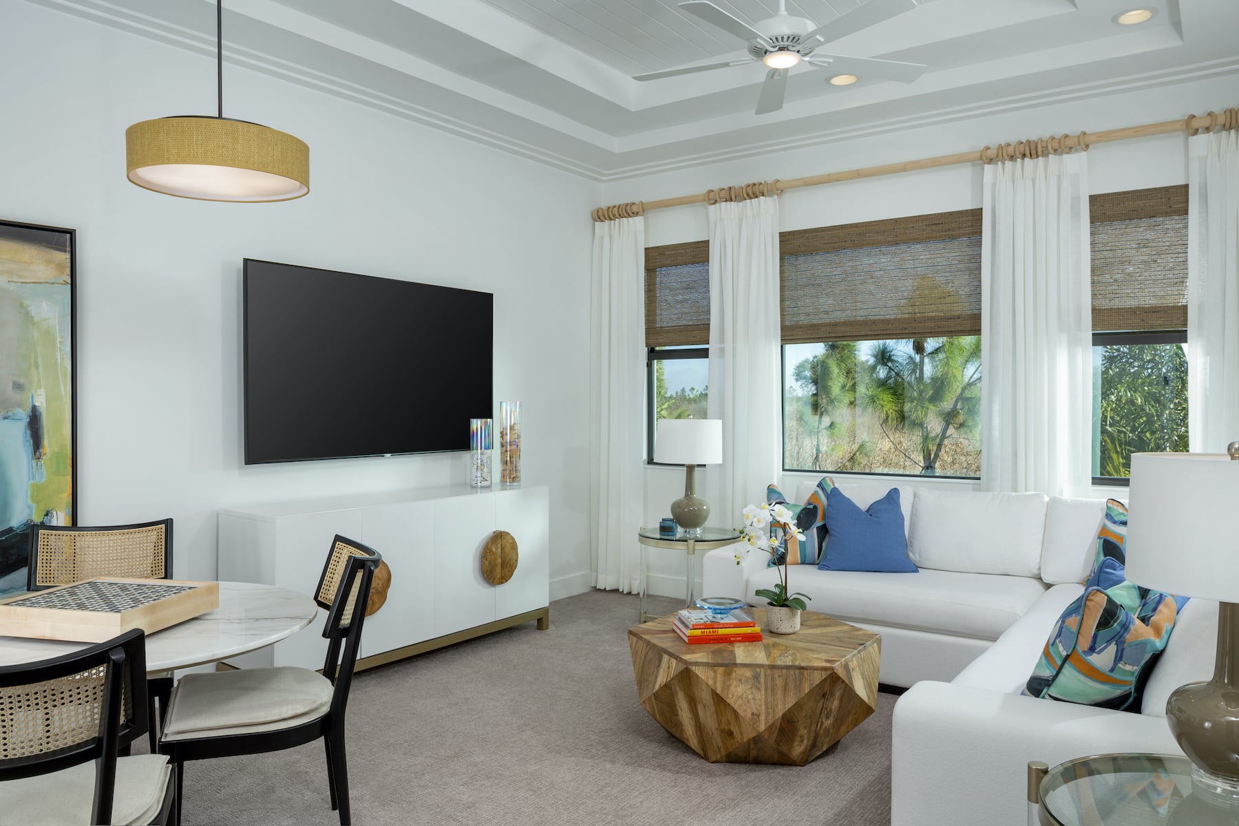 model home bonus room with couch seating