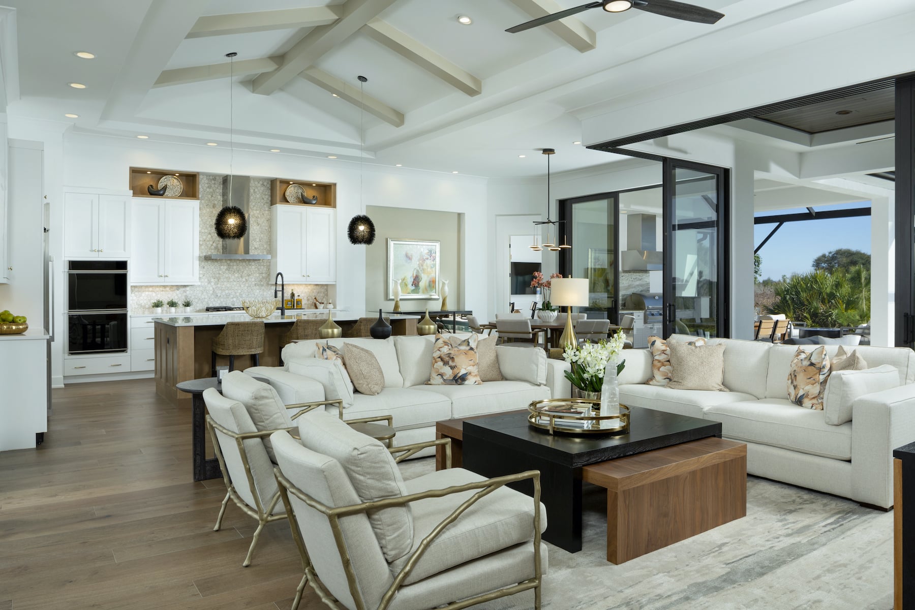 model home great room next to kitchen