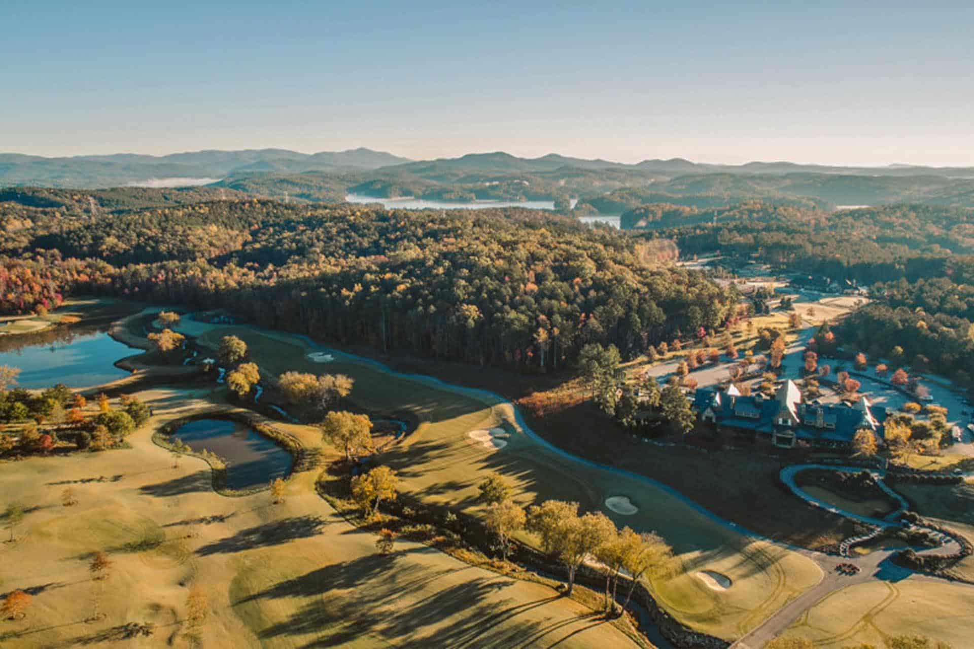 Aerial of the cliffs at keowee falls