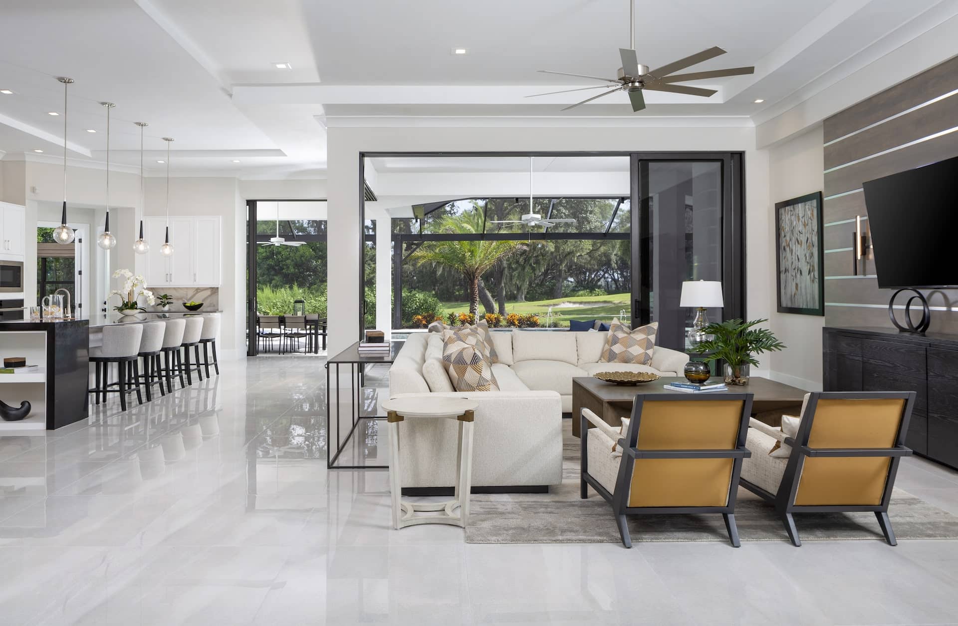 Tampa Bay Model Great Room Designed by Custom Home Builders in Central FL