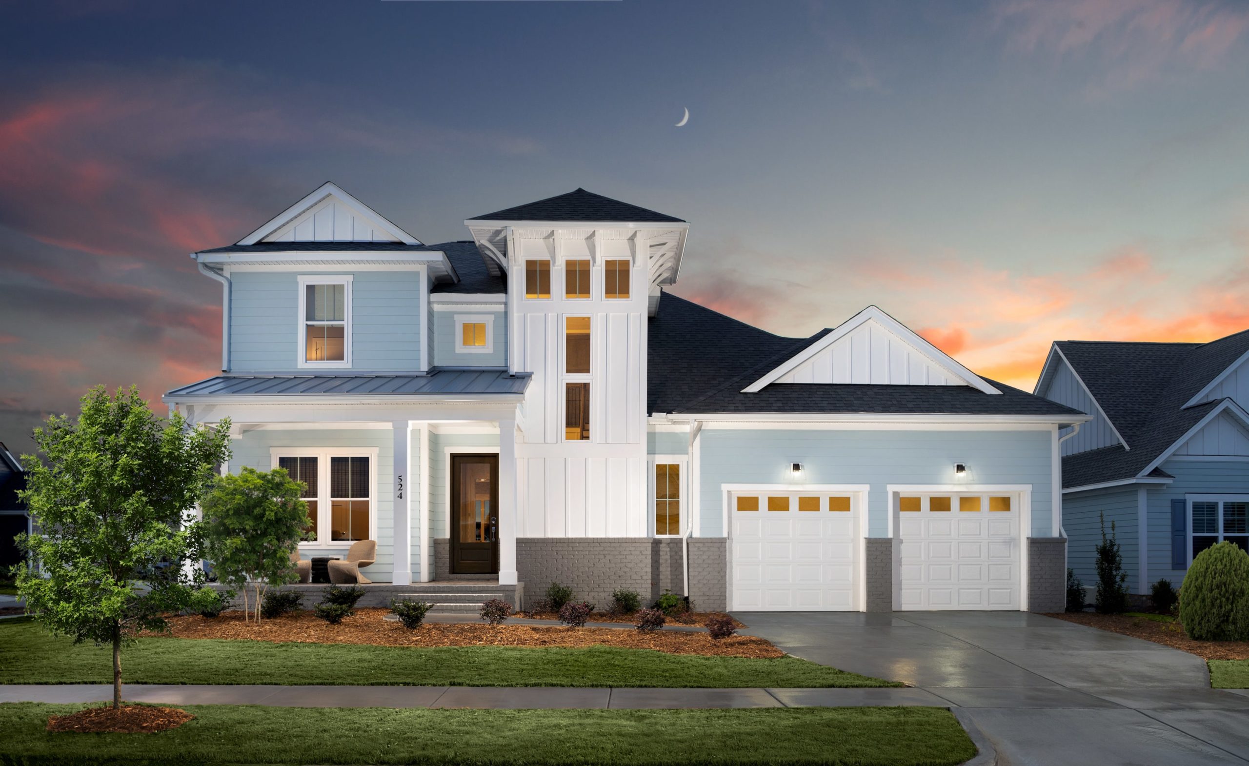 nighttime exterior of seascape house