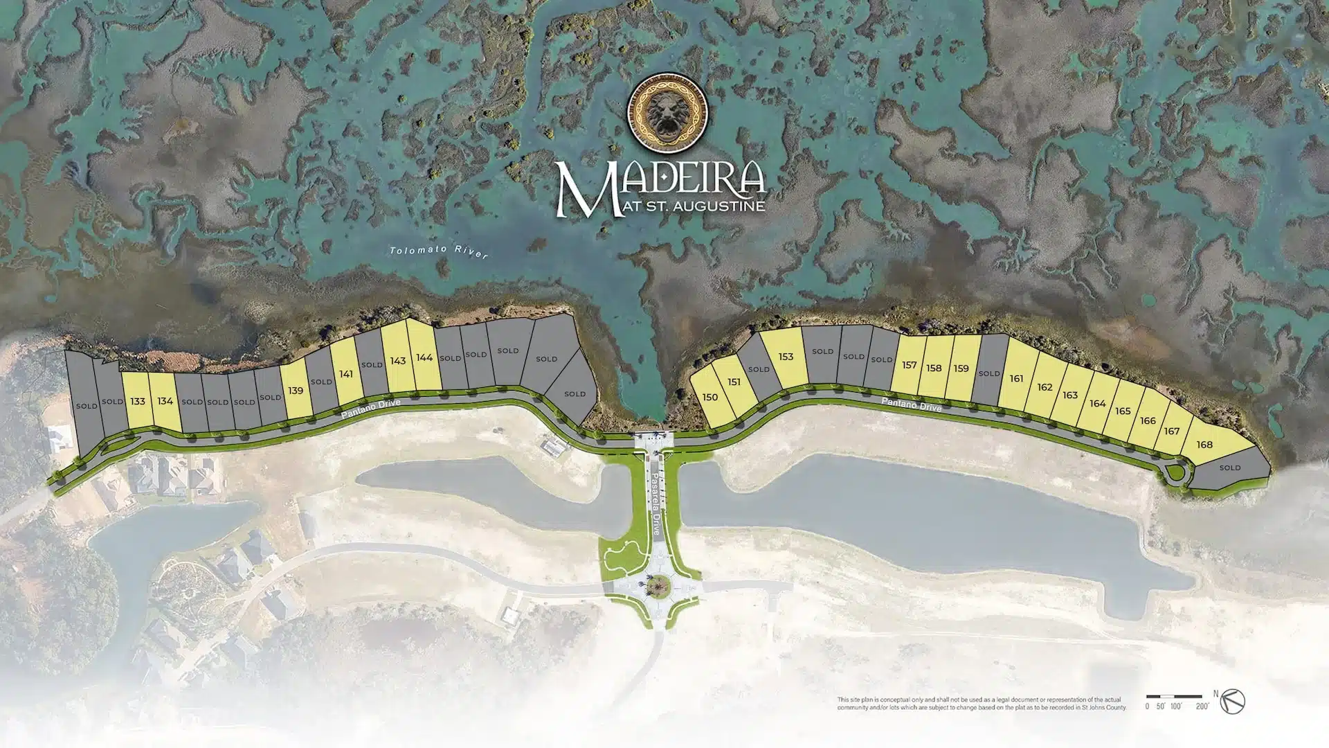 Aerial site map of homesites for sale in Madeira, St. Augustine, FL