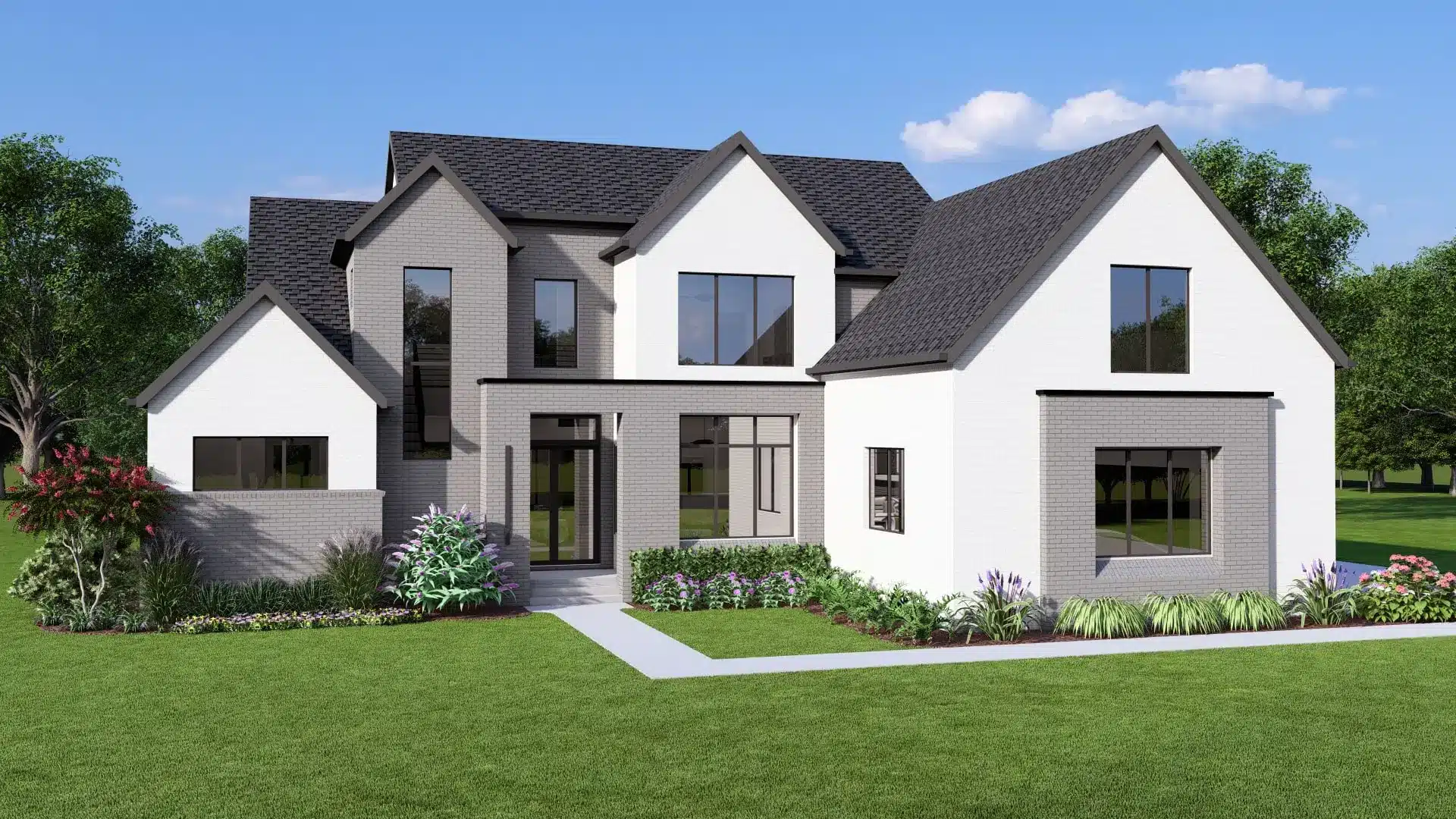 Obsidian Floor Plan Modern Farm House Exterior Elevation Rendering