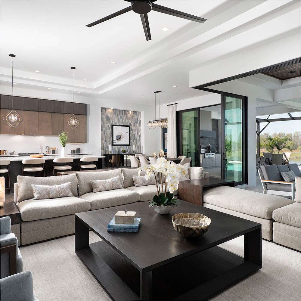 Custom Home Great Room - Work with AR Homes® custom home builders in Florida to build your dream home.