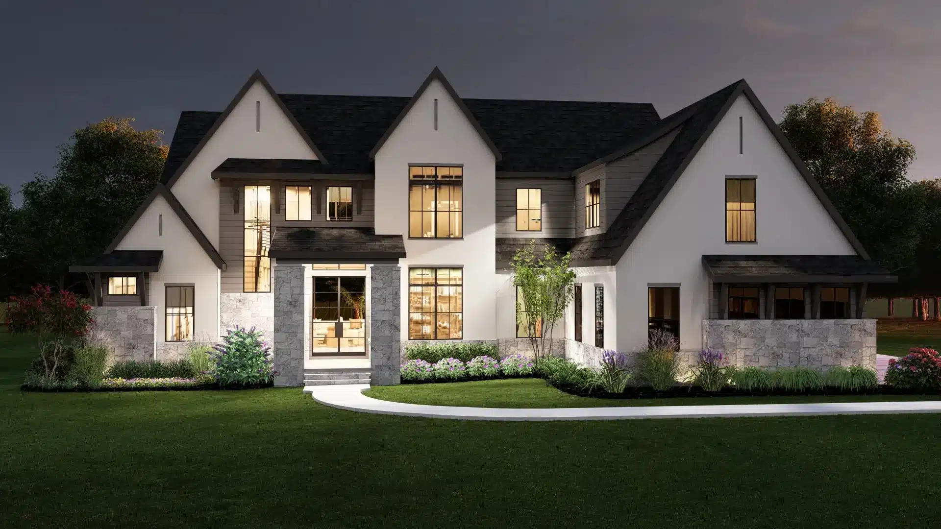 BC93 Custom Obsidian Model Home at Cheval - Elevation D at Dusk