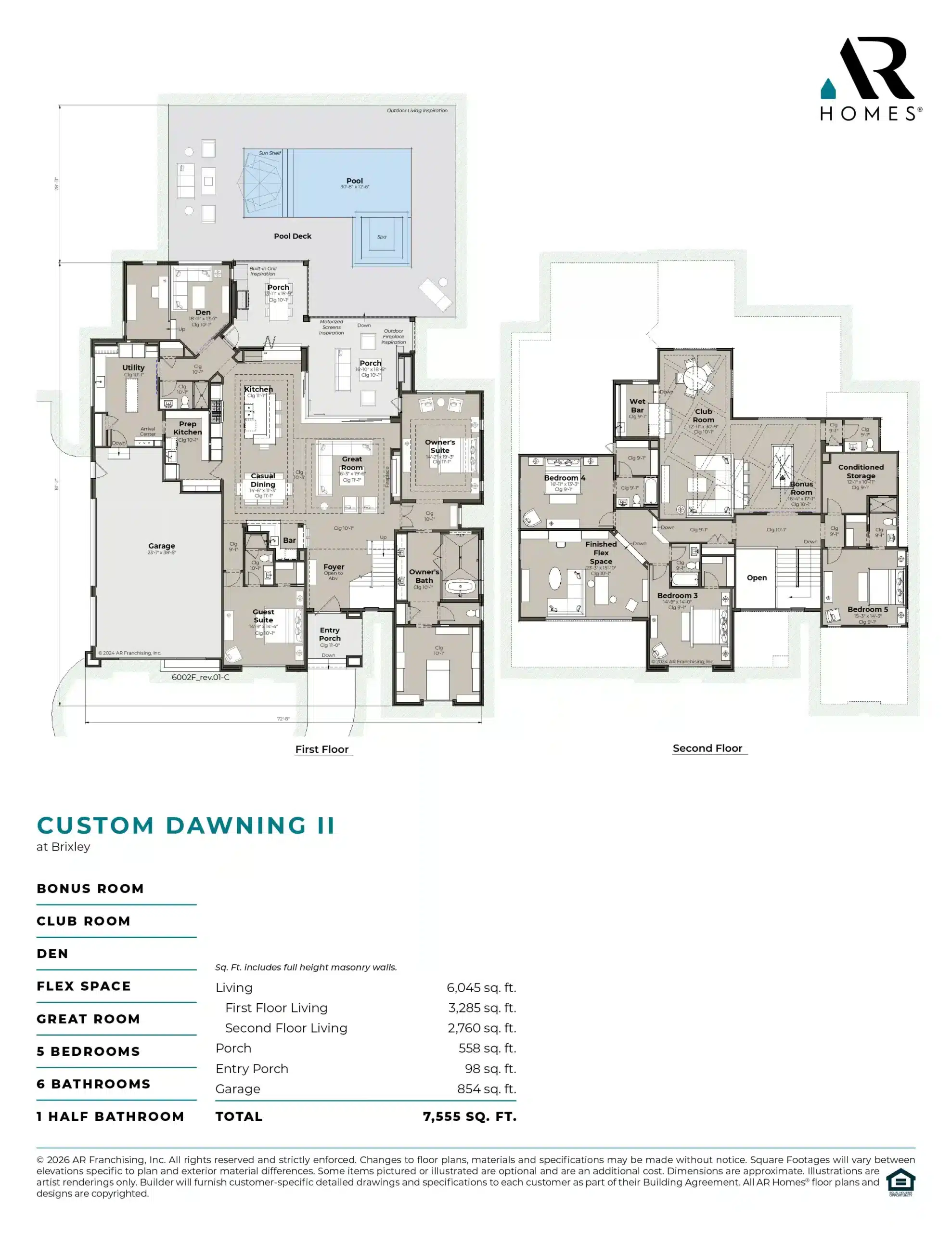 Custom Dawning II at Brixley Model Home Floor Plan