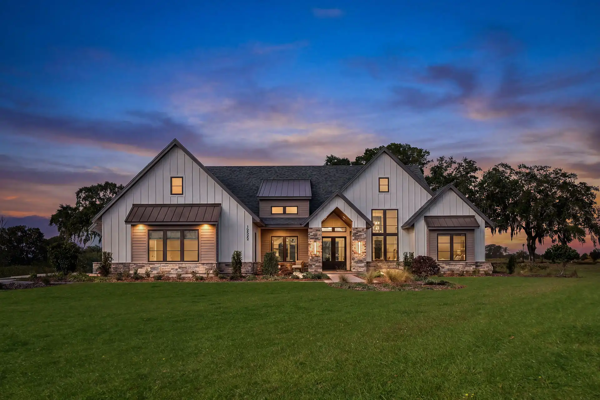 Custom Sienna Model at Flint Rock - Elevation at Dusk