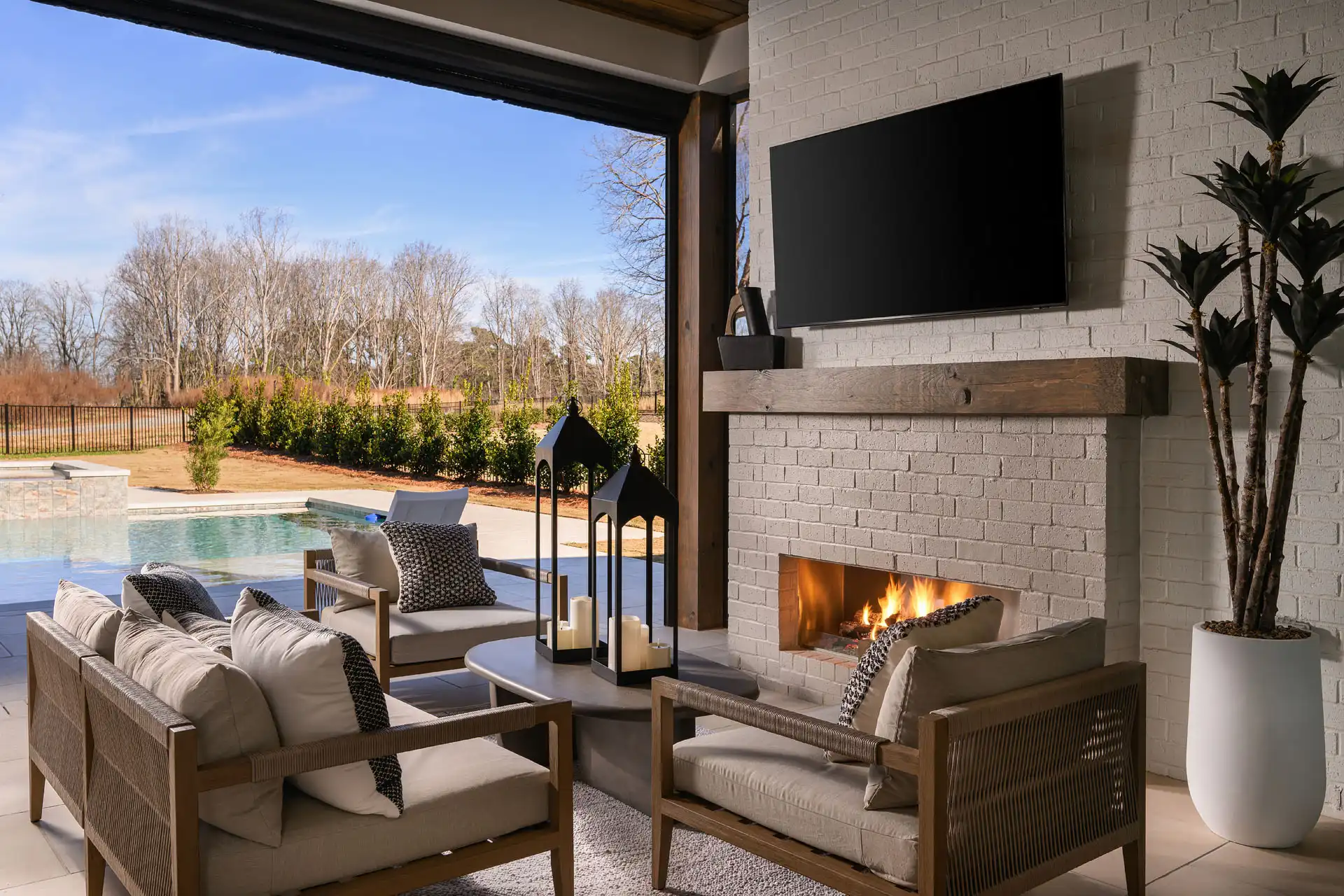Custom Obsidian Model at Chattahoochee Country Club - Outdoor Living with Fireplace