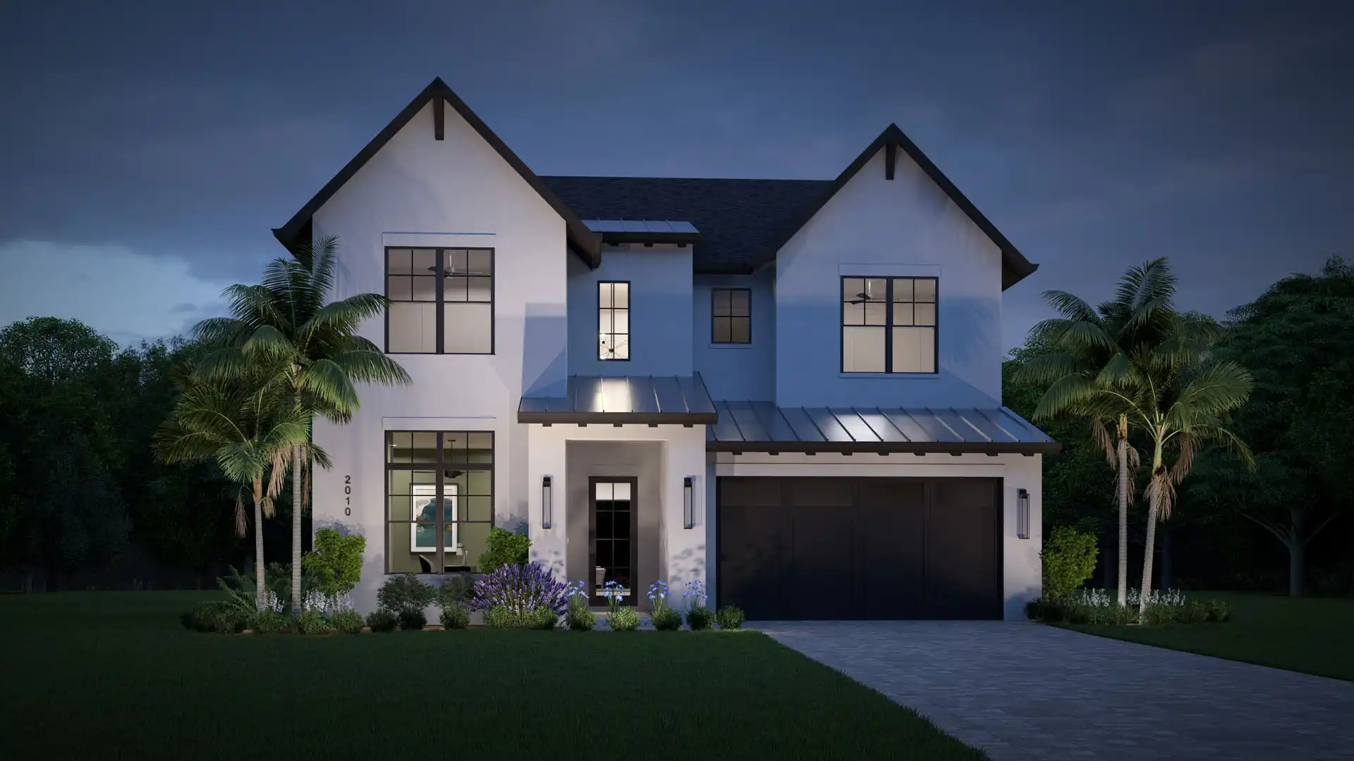 Bayshore II - Elevation A at Dusk