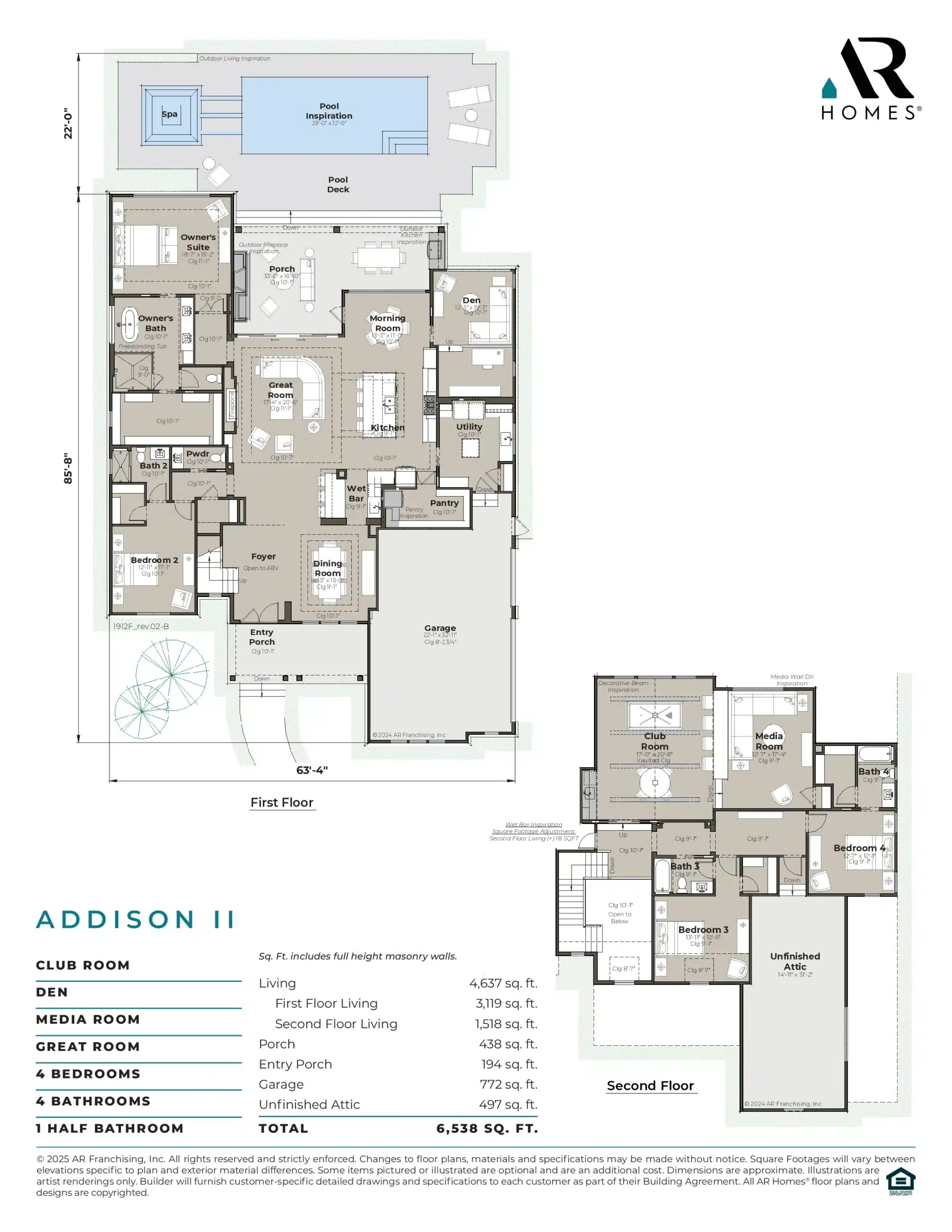 Elevation B- Custom Traditional Home Floor Plan